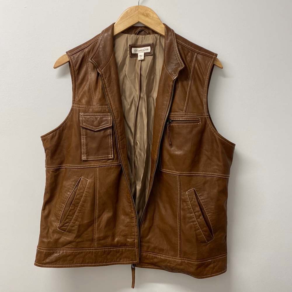 Coldwater Creek Leather feeling vest | size large